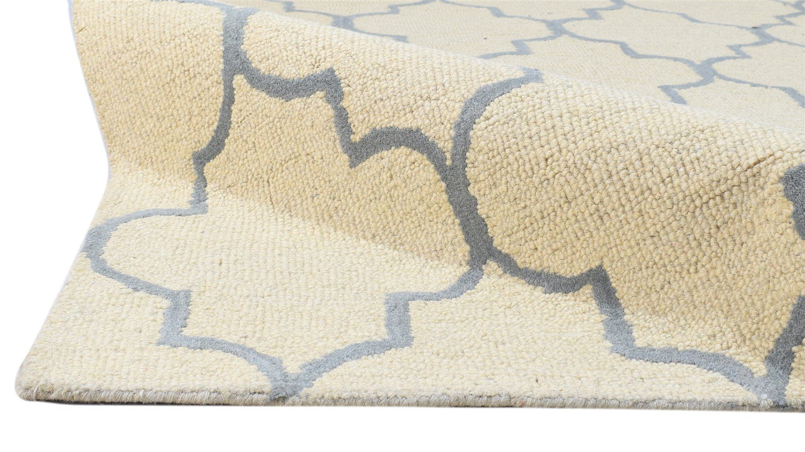 Wool Ivory Rug 5' X 8' Modern Hand Tufted Moroccan Trellis Room Size Carpet 7860685439125