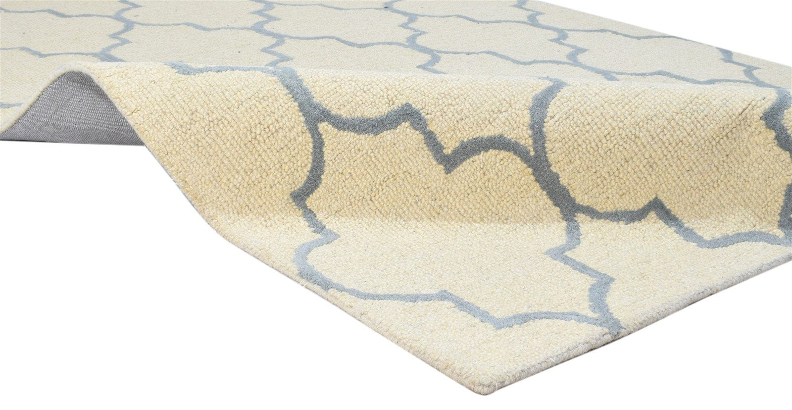 Wool Ivory Rug 5' X 8' Modern Hand Tufted Moroccan Trellis Room Size Carpet 7860685439125