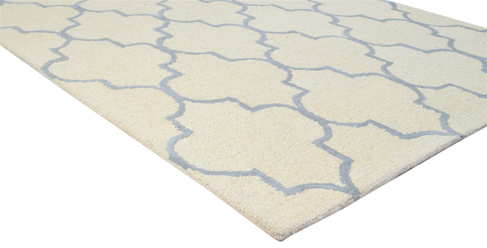 Wool Ivory Rug 5' X 8' Modern Hand Tufted Moroccan Trellis Room Size Carpet 7860685439125