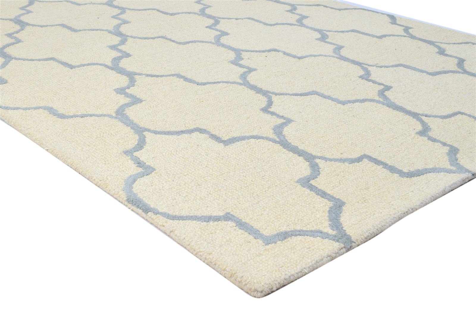 Wool Ivory Rug 5' X 8' Modern Hand Tufted Moroccan Trellis Room Size Carpet 7860685439125