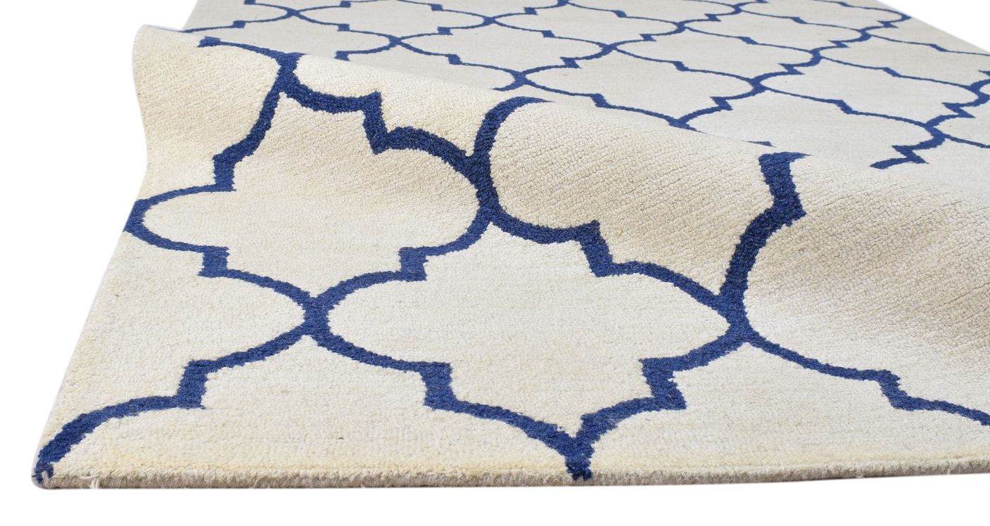 Wool Ivory Rug 5' X 8' Modern Hand Tufted Moroccan Trellis Room Size Carpet 7860687536277