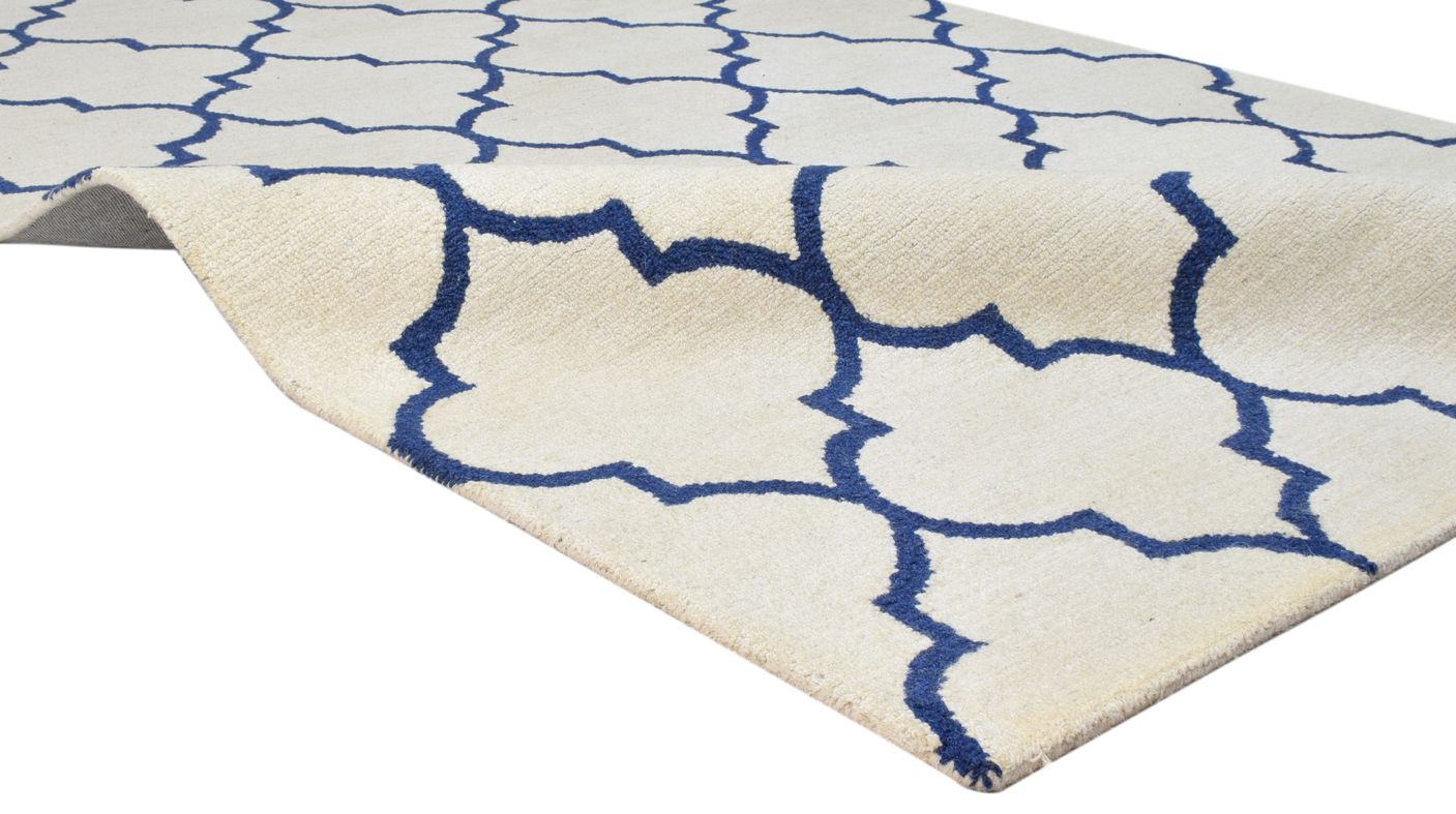 Wool Ivory Rug 5' X 8' Modern Hand Tufted Moroccan Trellis Room Size Carpet 7860687536277