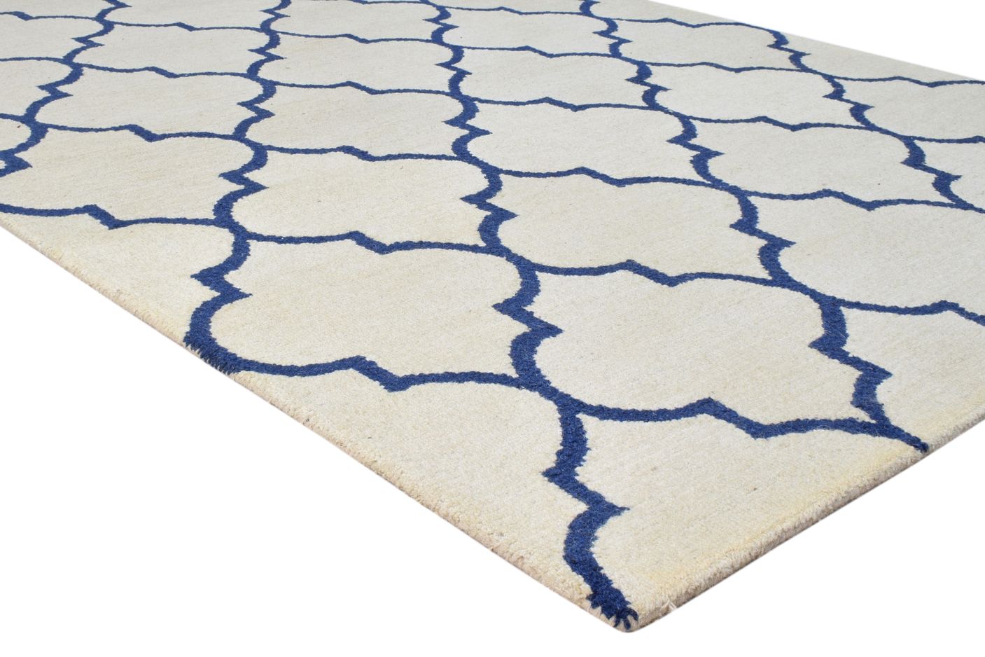 Wool Ivory Rug 5' X 8' Modern Hand Tufted Moroccan Trellis Room Size Carpet 7860687536277