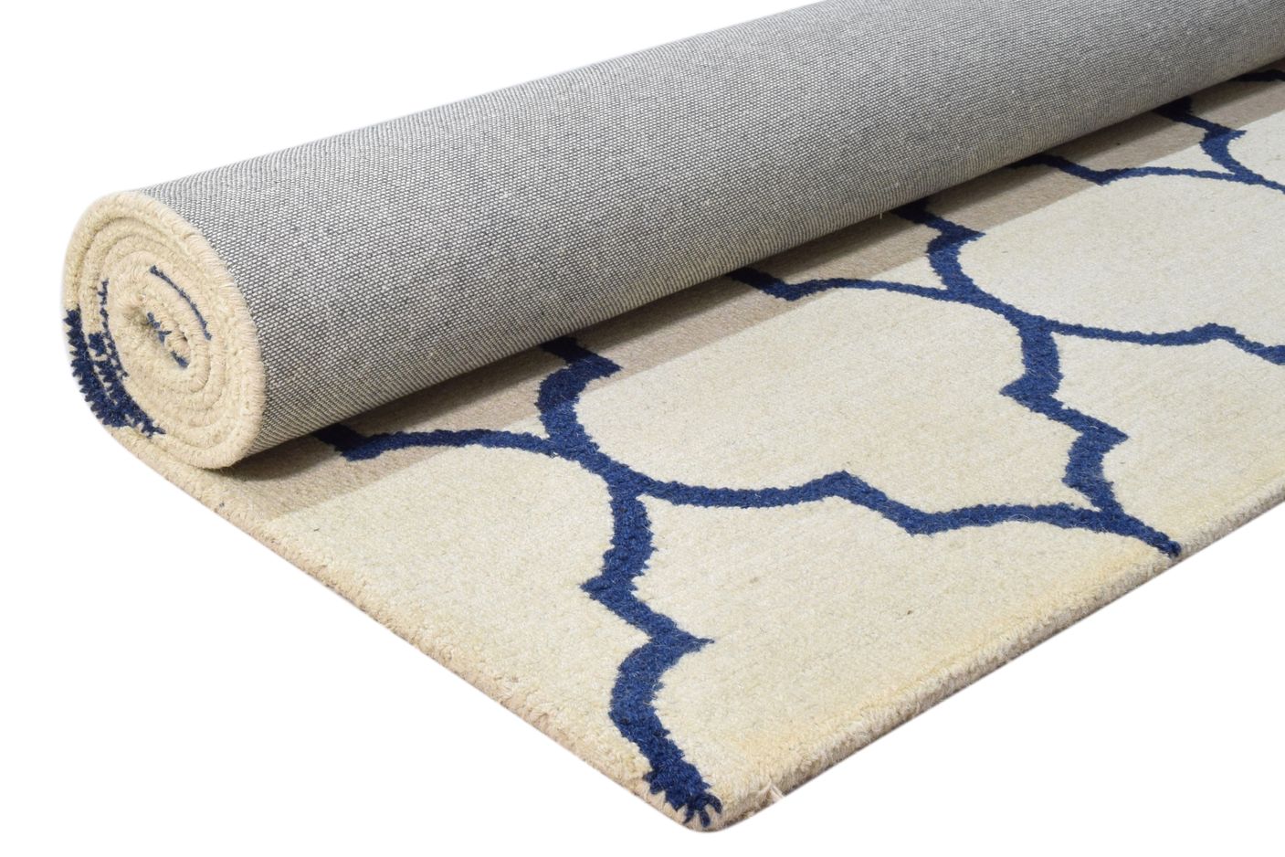 Wool Ivory Rug 5' X 8' Modern Hand Tufted Moroccan Trellis Room Size Carpet 7860687536277