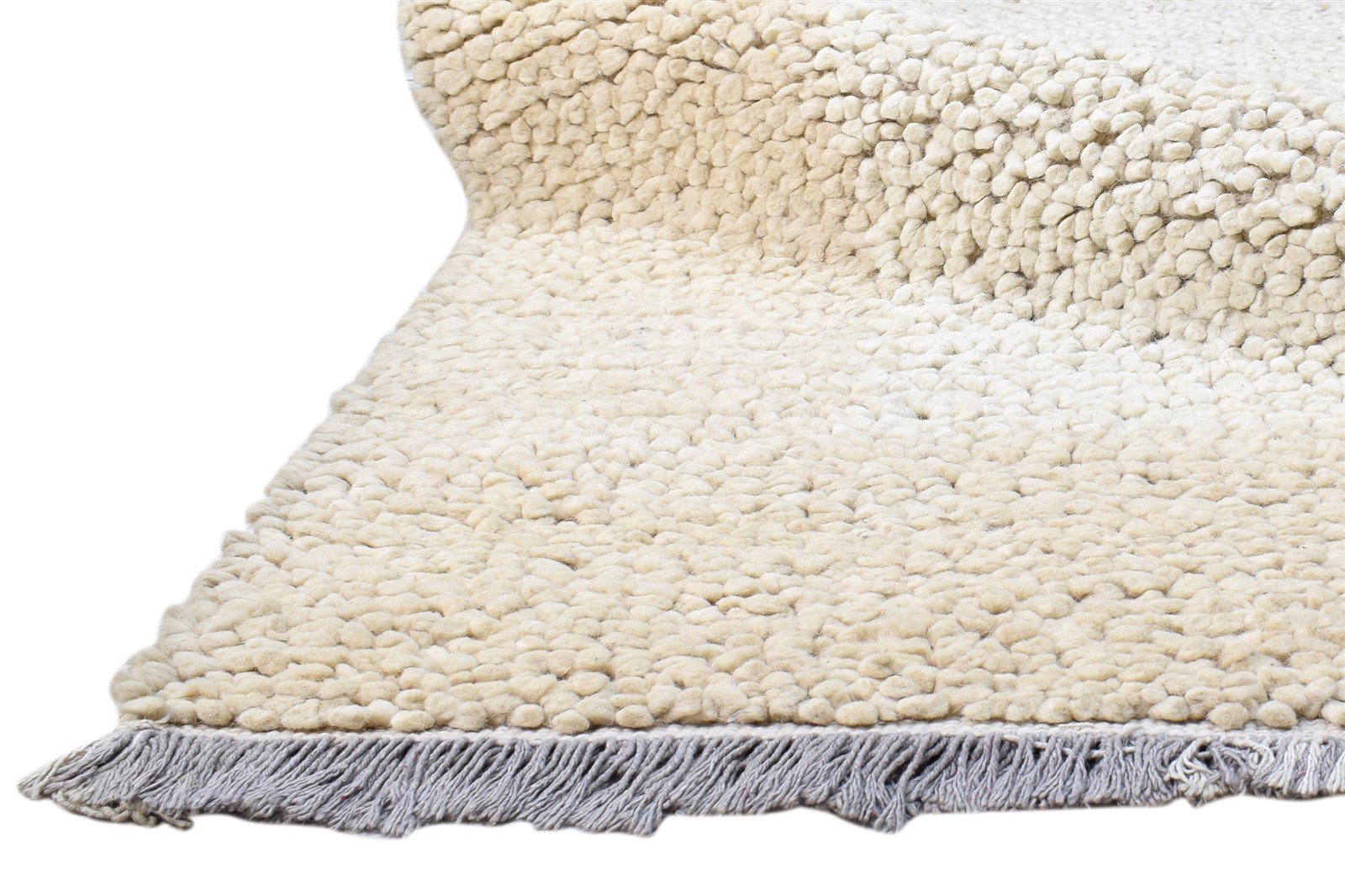 Wool Ivory Rug 5X8 Modern Hand Knotted Scandinavian Bordered Room Size Carpet 7860698808469