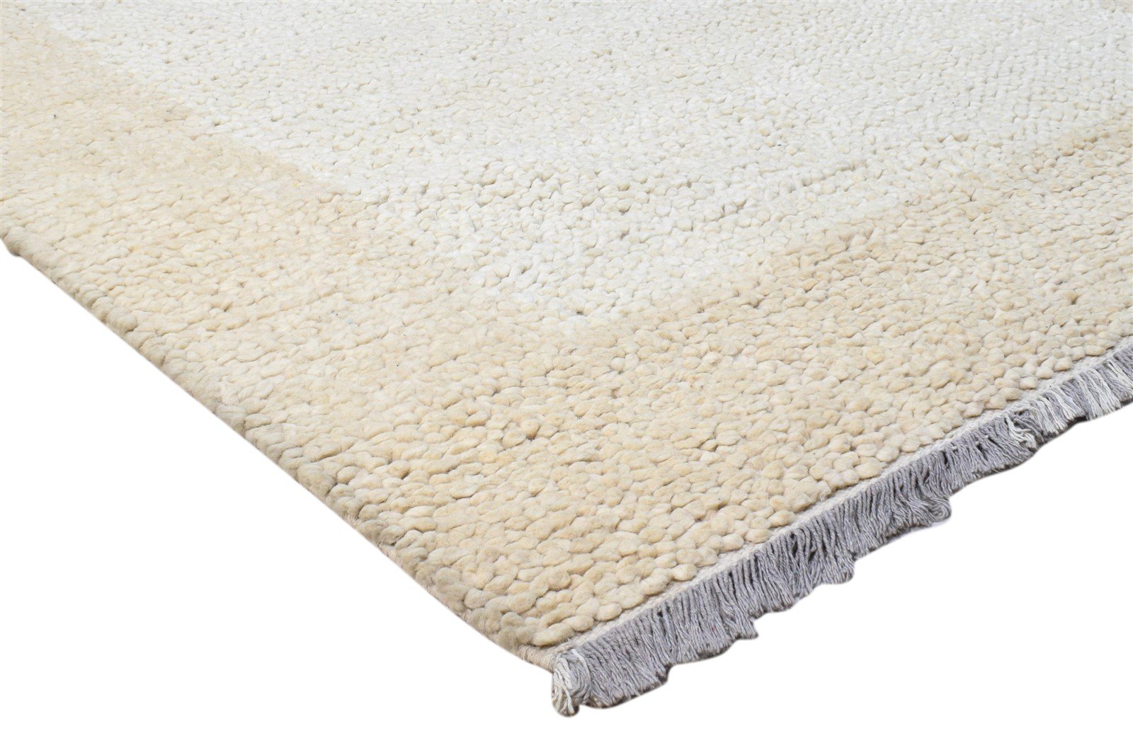 Wool Ivory Rug 5X8 Modern Hand Knotted Scandinavian Bordered Room Size Carpet 7860698808469