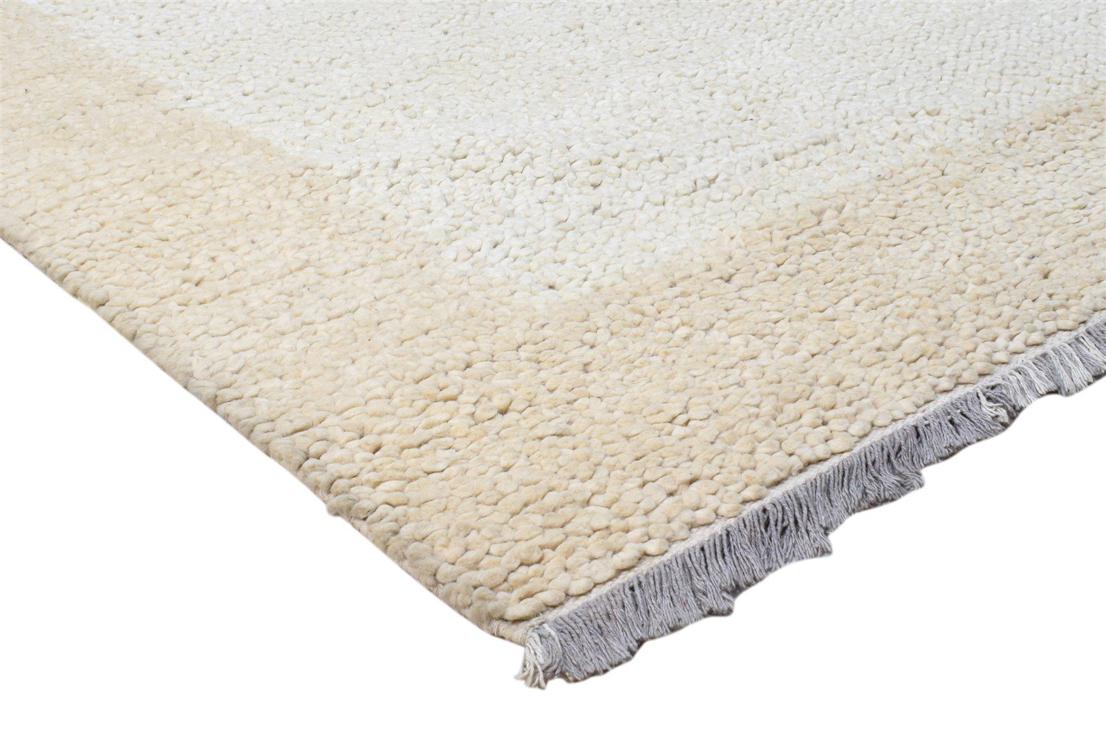 Wool Ivory Rug 5X8 Modern Hand Knotted Scandinavian Bordered Room Size Carpet 7860698808469