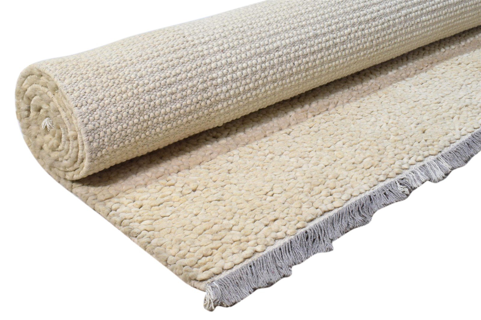 Wool Ivory Rug 5X8 Modern Hand Knotted Scandinavian Bordered Room Size Carpet 7860698808469