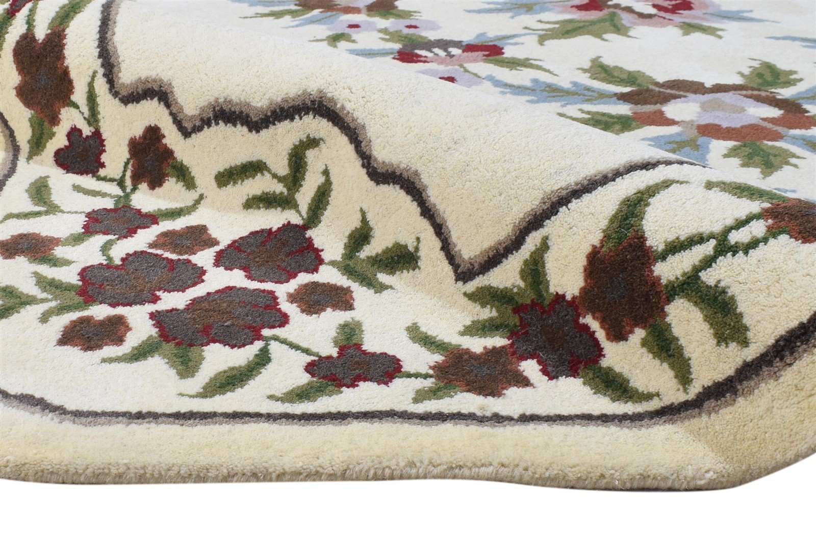Wool Ivory Rug 6' X 8' Modern Hand Tufted French Floral Room Size Carpet 7864995807381