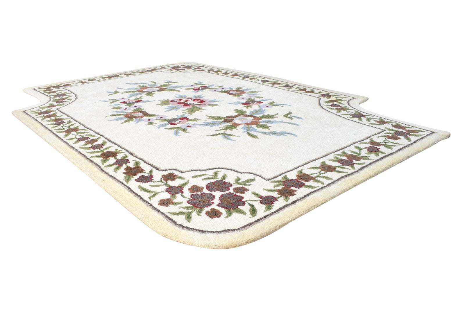Wool Ivory Rug 6' X 8' Modern Hand Tufted French Floral Room Size Carpet 7864995807381