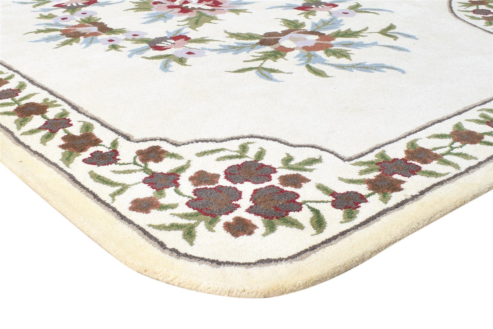 Wool Ivory Rug 6' X 8' Modern Hand Tufted French Floral Room Size Carpet 7864995807381