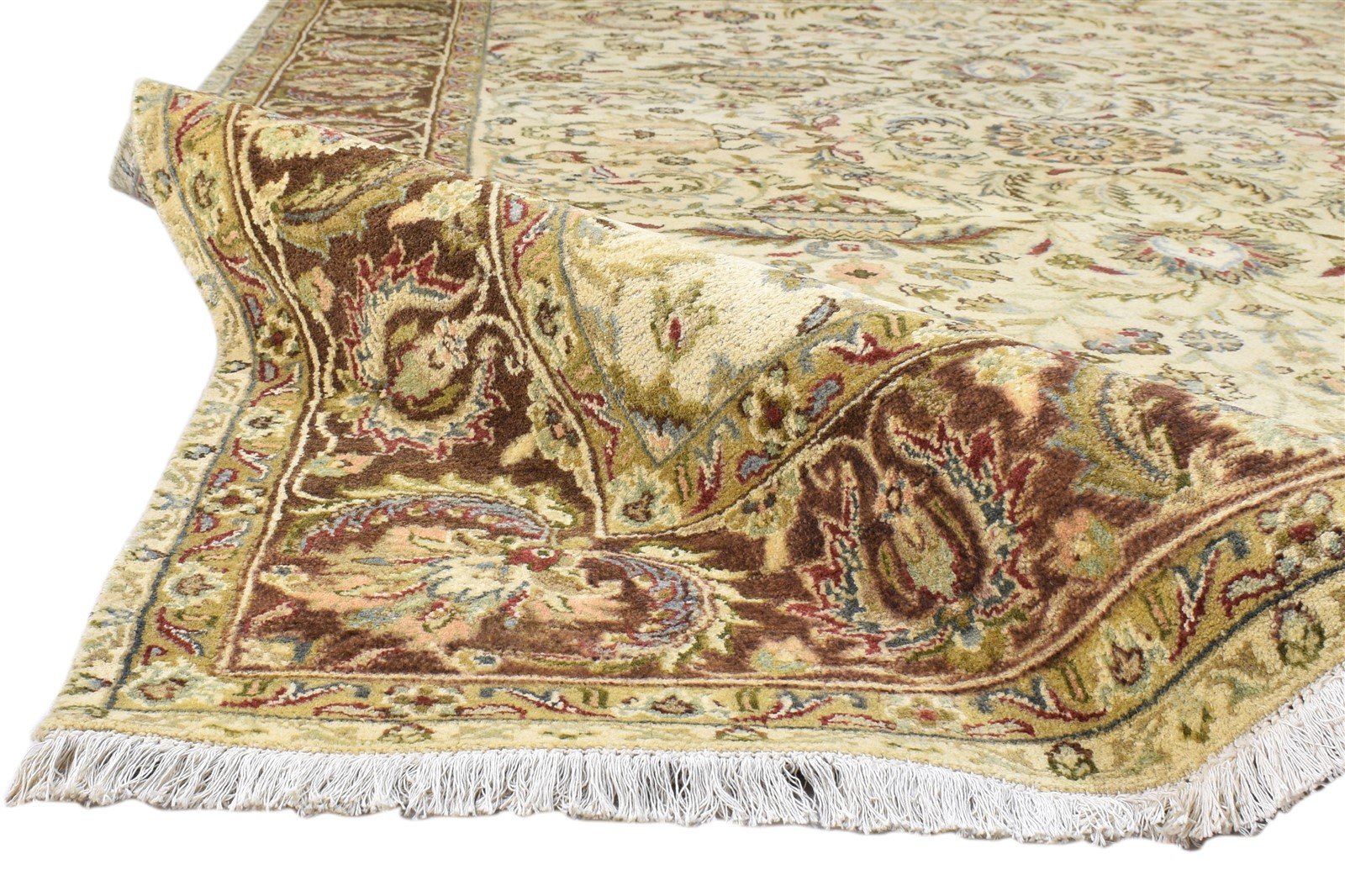 Wool Ivory Rug 6' X 9' Persian Hand Knotted Kashan Oriental Large Carpet 7860693958805