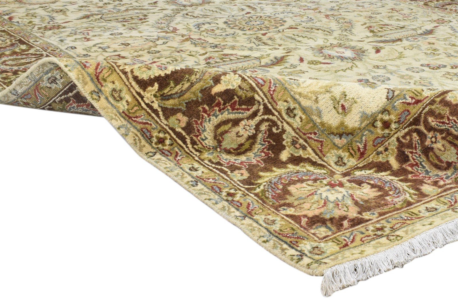 Wool Ivory Rug 6' X 9' Persian Hand Knotted Kashan Oriental Large Carpet 7860693958805