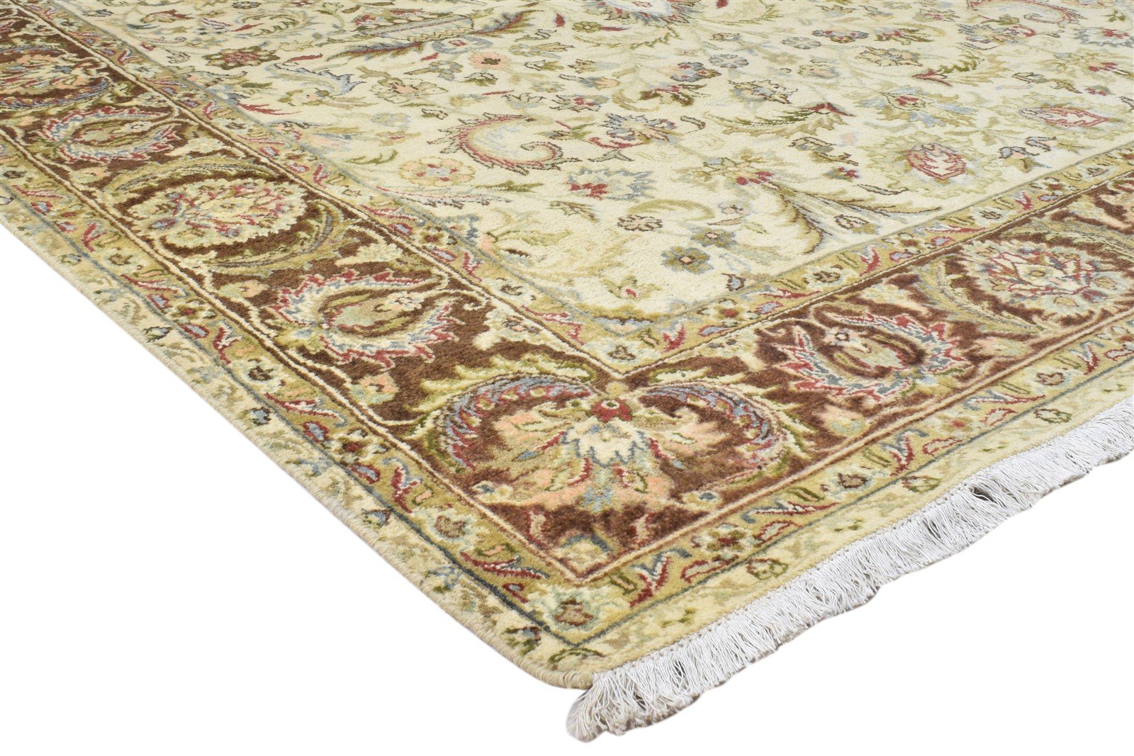 Wool Ivory Rug 6' X 9' Persian Hand Knotted Kashan Oriental Large Carpet 7860693958805