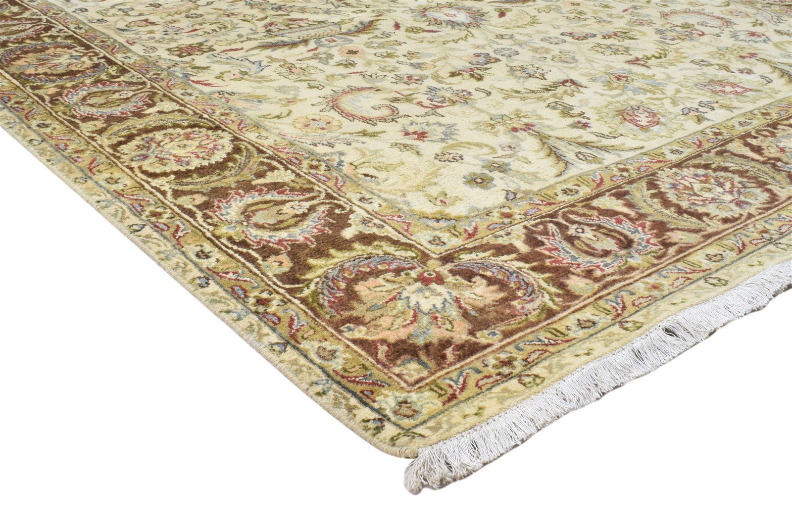 Wool Ivory Rug 6' X 9' Persian Hand Knotted Kashan Oriental Large Carpet 7860693958805