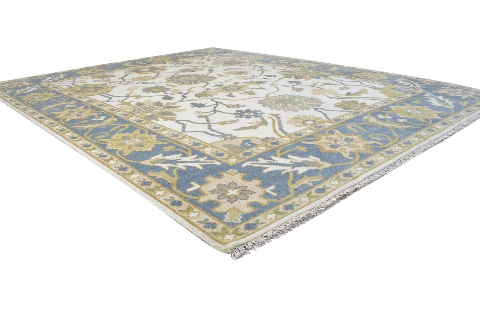 Wool Ivory Rug 8' X 10' Persian Hand Knotted Oushak Oriental Large Carpet 7864324358293