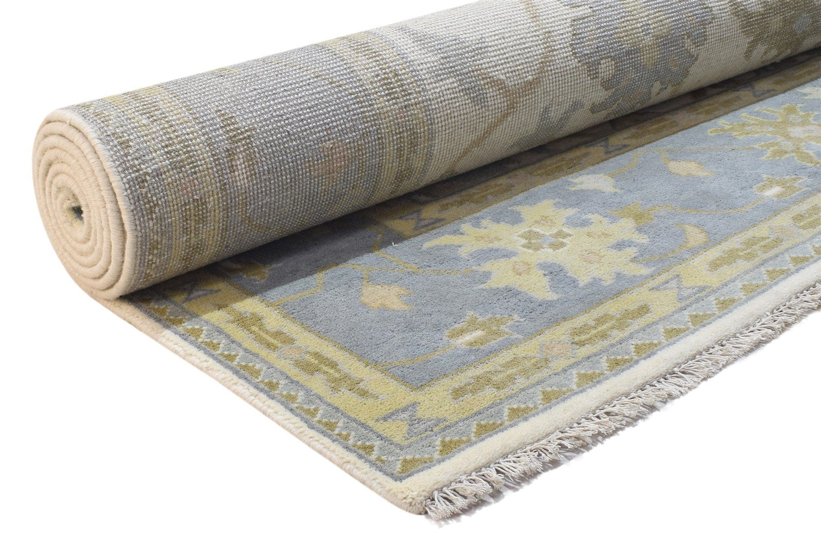 Wool Ivory Rug 8' X 10' Persian Hand Knotted Oushak Oriental Large Carpet 7864325996693