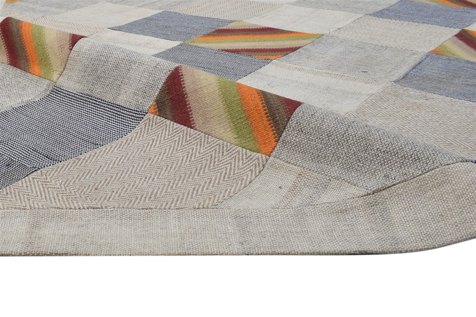 Wool Ivory Rug 8' X 11' Modern Hand Tufted Scandinavian Geometric Large Carpet 7864109400213