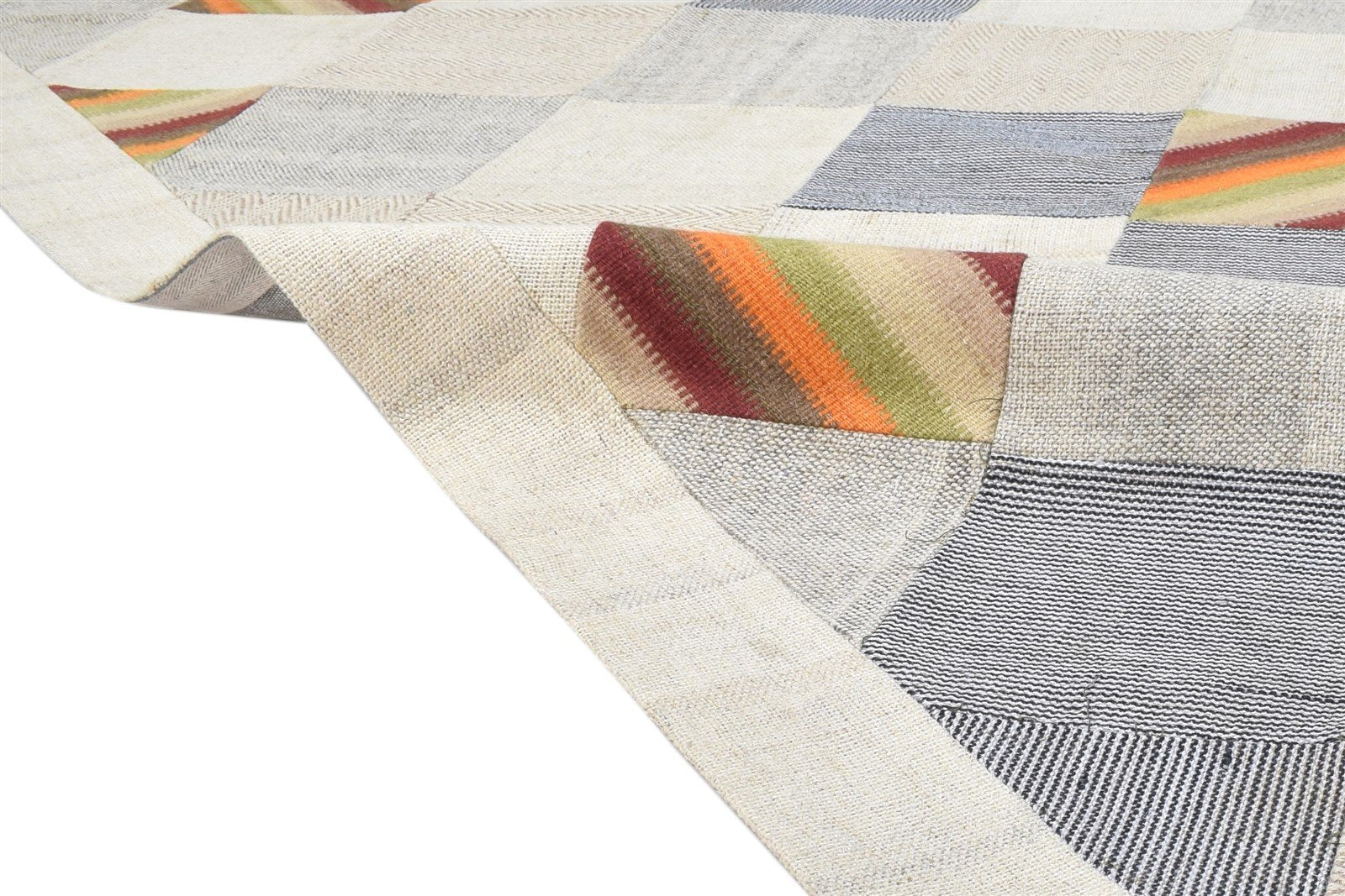 Wool Ivory Rug 8' X 11' Modern Hand Tufted Scandinavian Geometric Large Carpet 7864109400213