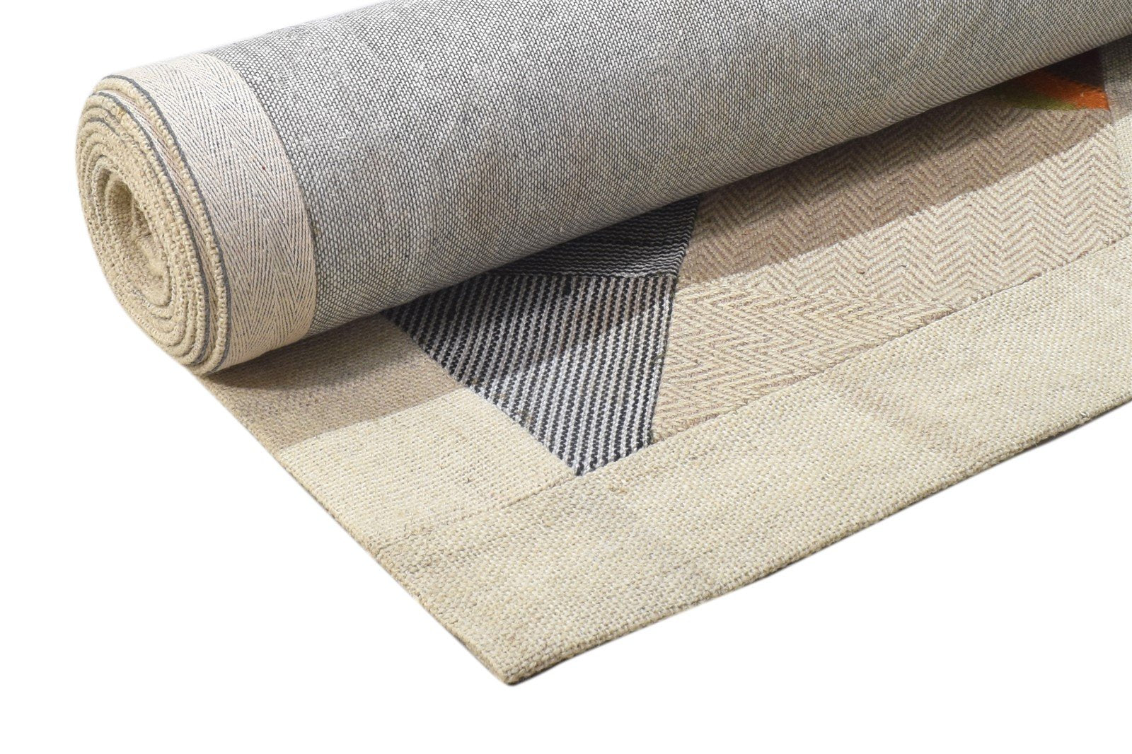 Wool Ivory Rug 8' X 11' Modern Hand Tufted Scandinavian Geometric Large Carpet 7864109400213