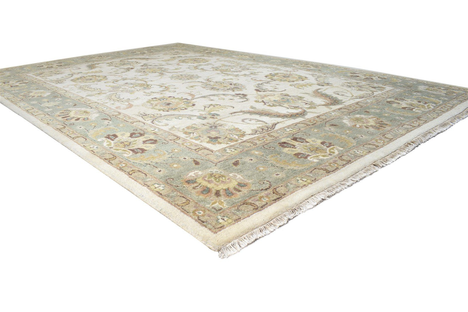 Wool Ivory Rug 8' X 11' Persian Hand Knotted Oushak Oriental Large Carpet 7864495014037