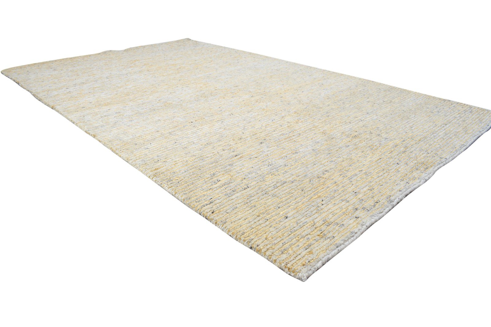 Wool / Jute Beige Rug 5X8 Modern Hand Knotted Scandinavian Striped Room Size 7864092065941