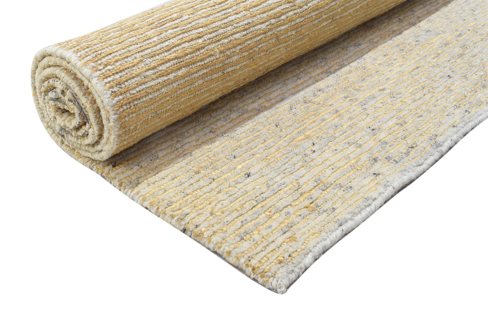 Wool / Jute Beige Rug 5X8 Modern Hand Knotted Scandinavian Striped Room Size 7864092065941