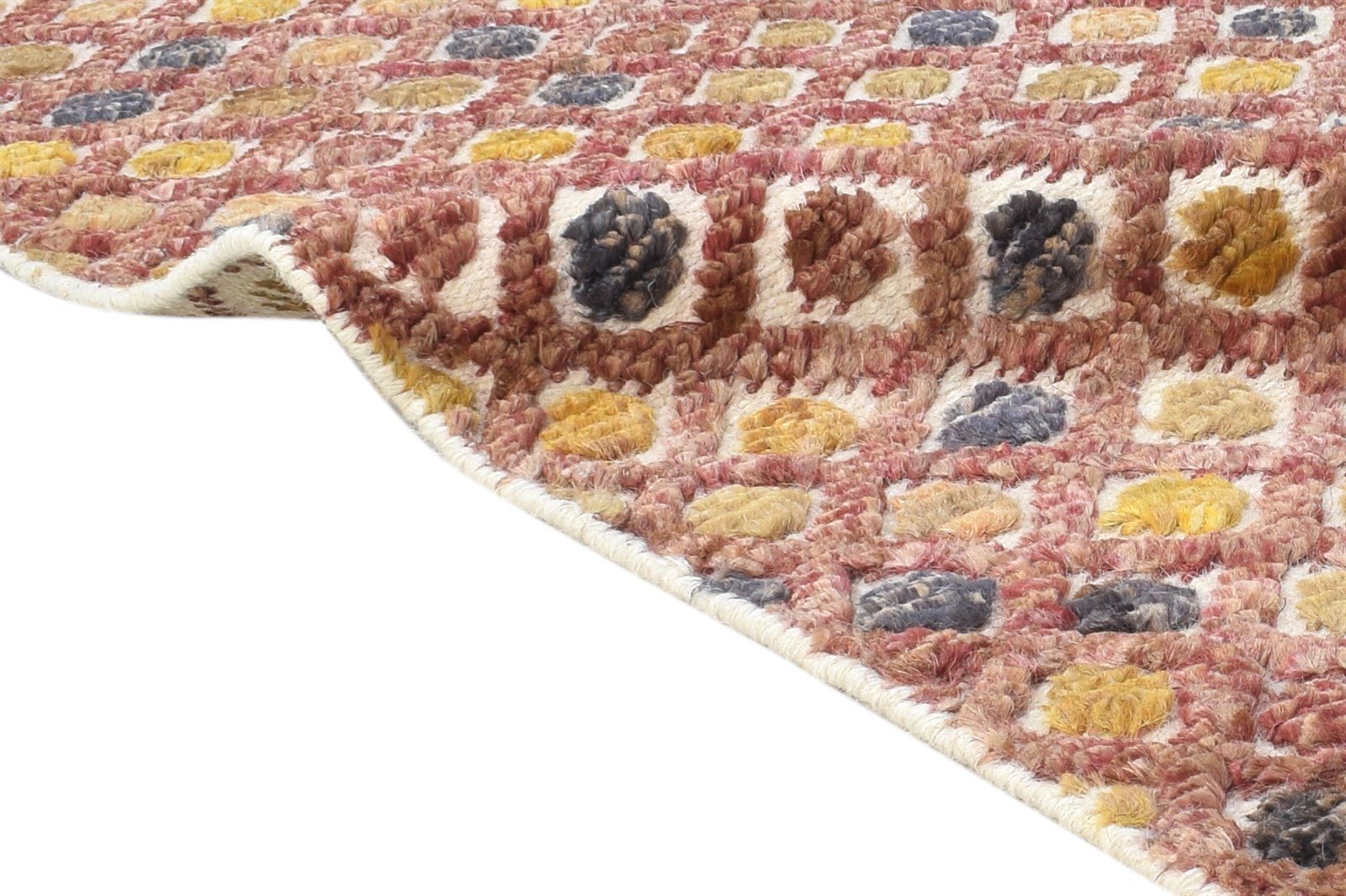 Wool / Jute Red Rug 5X8 Modern Hand Knotted Scandinavian Honeycomb Room Size 7864880595093
