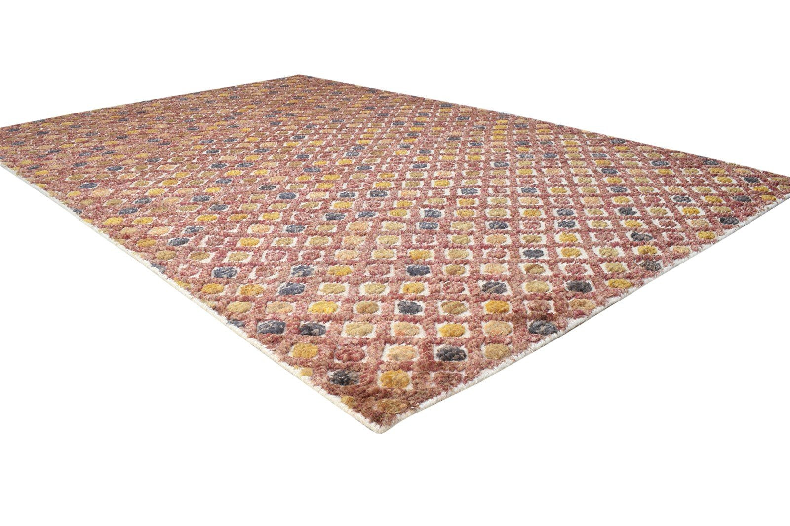 Wool / Jute Red Rug 5X8 Modern Hand Knotted Scandinavian Honeycomb Room Size 7864880595093