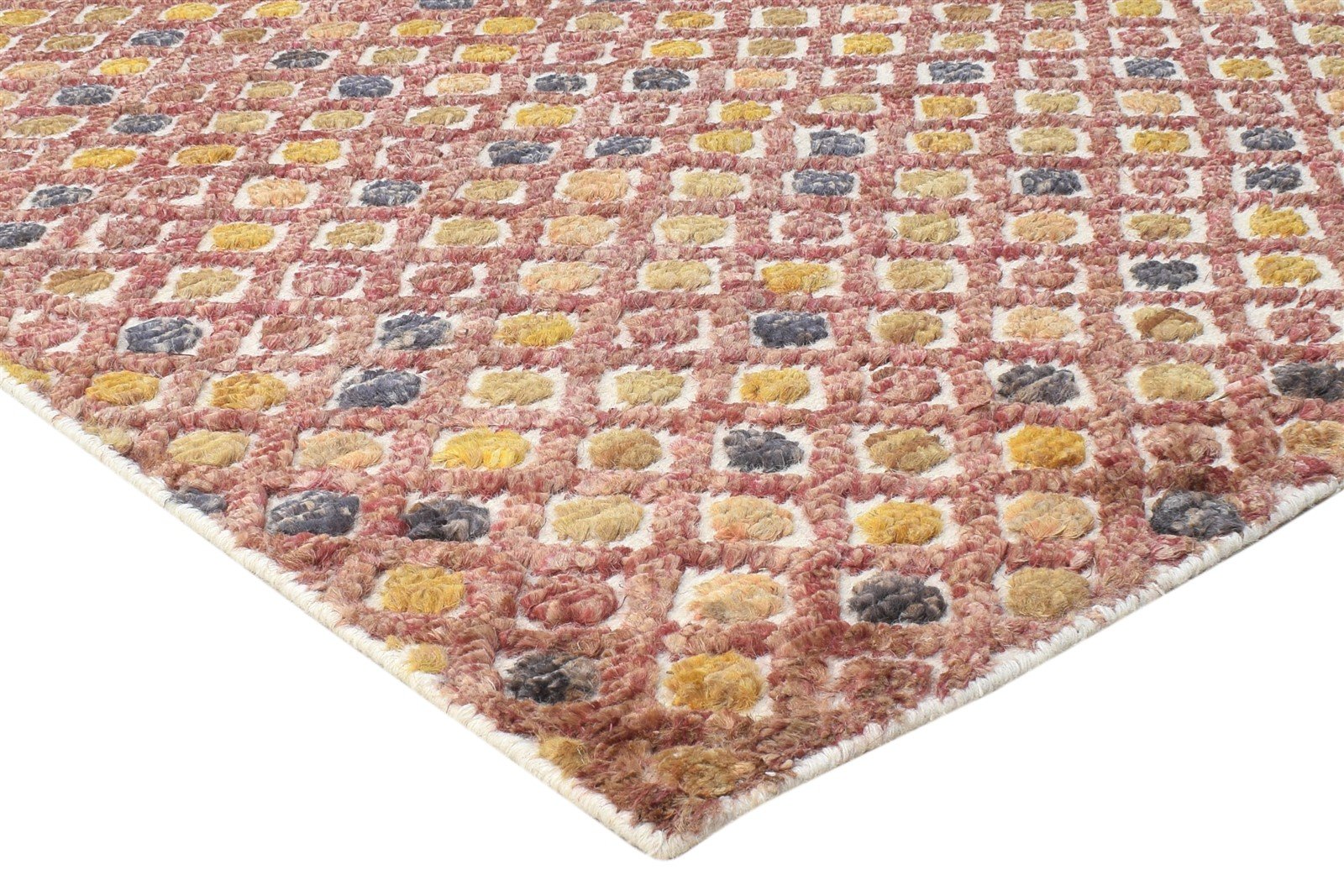 Wool / Jute Red Rug 5X8 Modern Hand Knotted Scandinavian Honeycomb Room Size 7864880595093