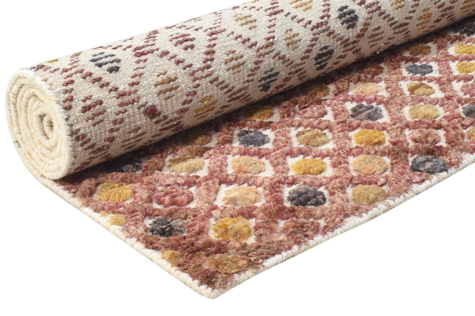 Wool / Jute Red Rug 5X8 Modern Hand Knotted Scandinavian Honeycomb Room Size 7864880595093