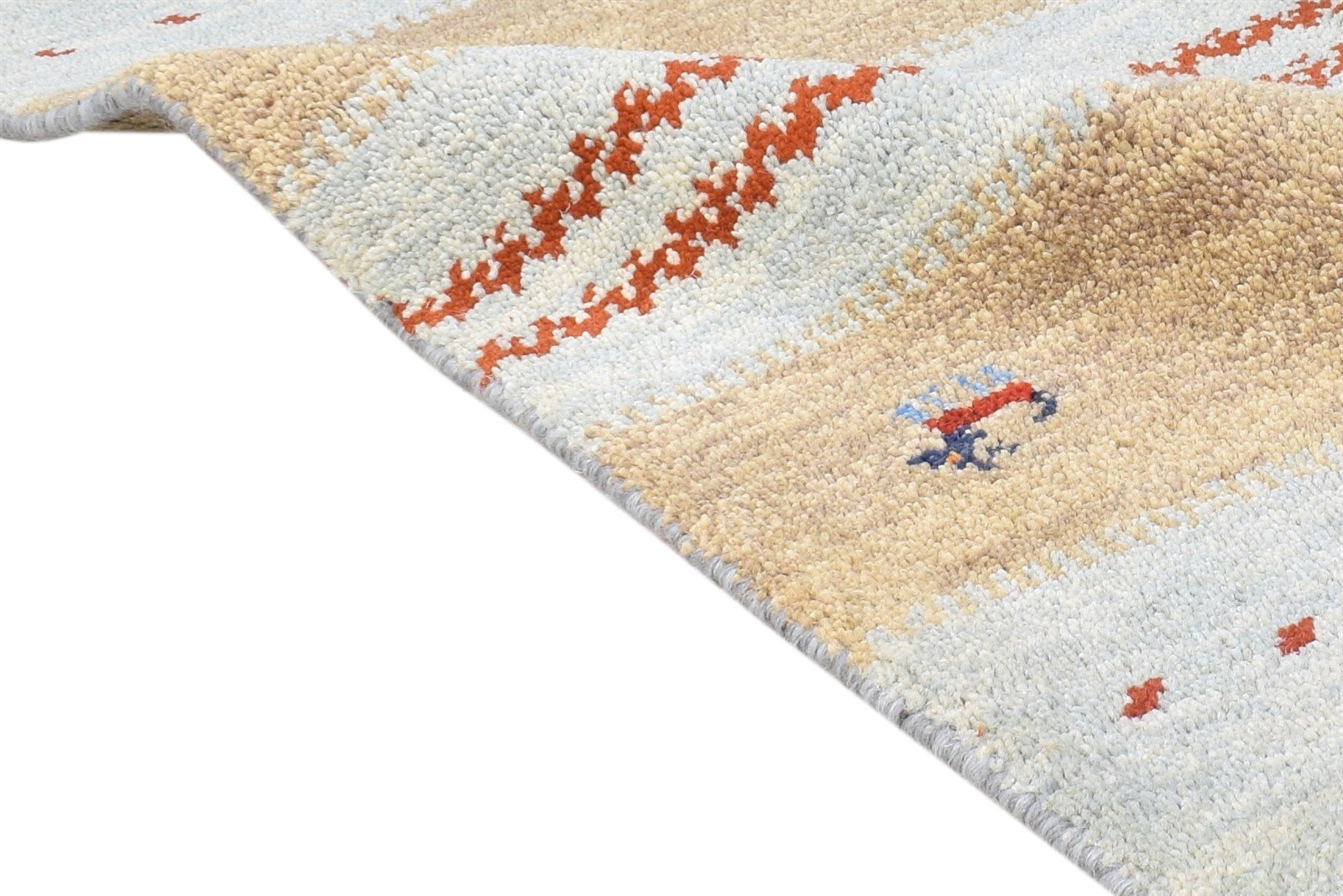 Wool Light Blue Rug 2X3 Southwestern Hand Knotted American Tribal Small Carpet 7865061802133