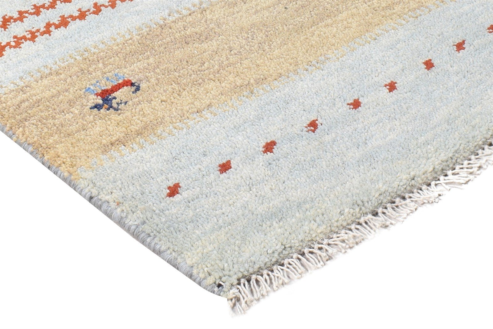 Wool Light Blue Rug 2X3 Southwestern Hand Knotted American Tribal Small Carpet 7865061802133