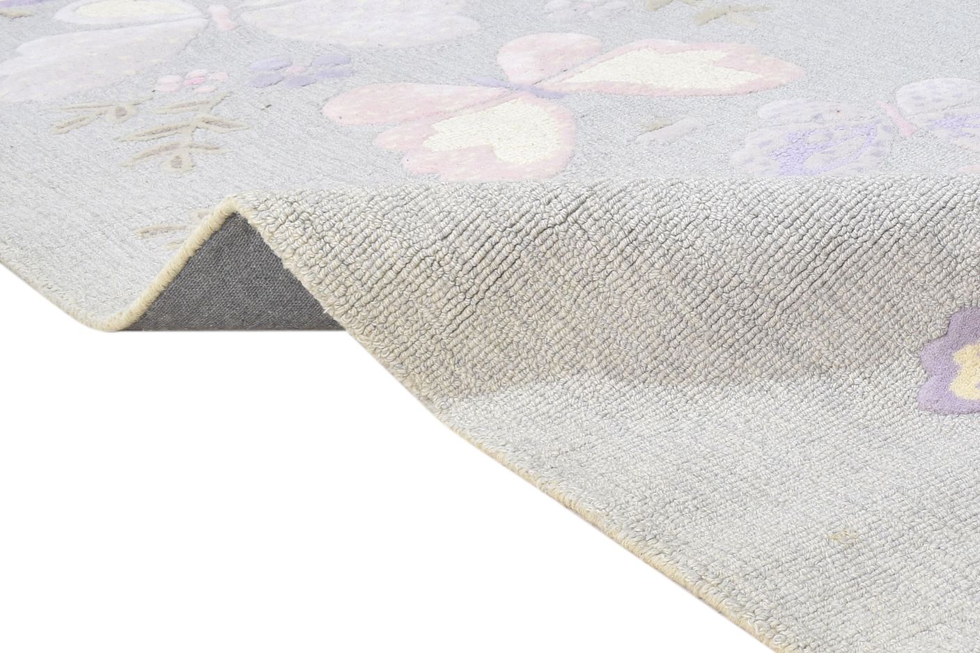 Wool Light Grey Rug 5' X 8' Modern Hand Tufted French Floral Room Size Carpet 7865055051925