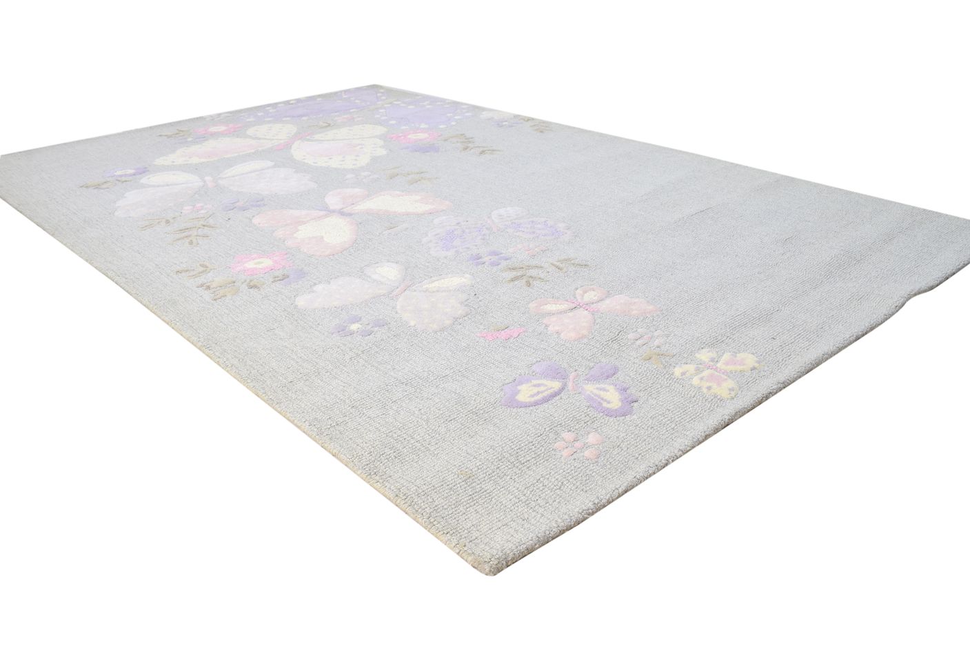 Wool Light Grey Rug 5' X 8' Modern Hand Tufted French Floral Room Size Carpet 7865055051925