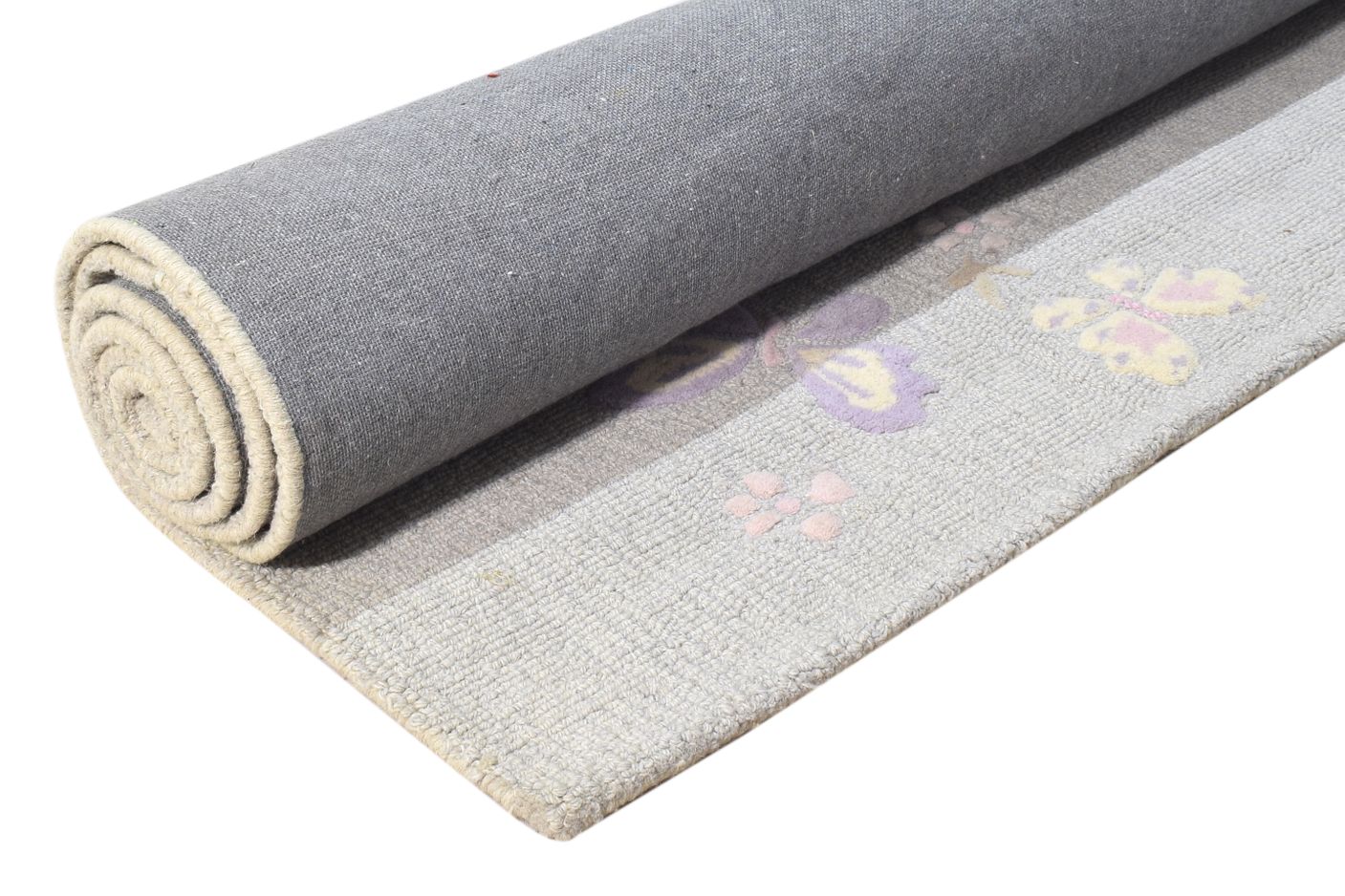 Wool Light Grey Rug 5' X 8' Modern Hand Tufted French Floral Room Size Carpet 7865055051925
