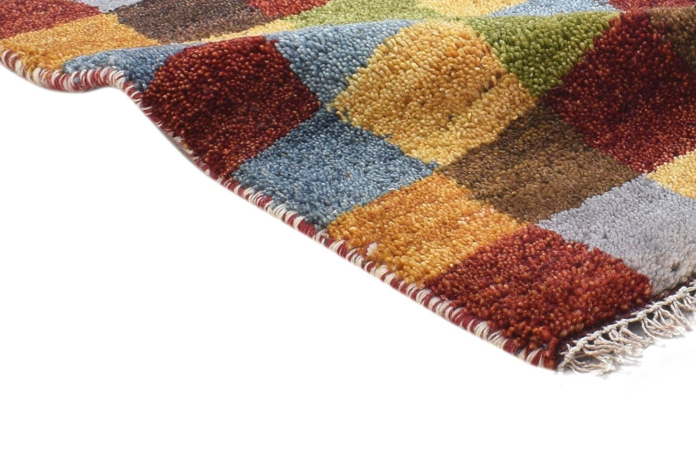 Wool Multi Color Rug 1' X 2' Persian Hand Knotted Gabbeh Geometric Small Carpet 7864209965205