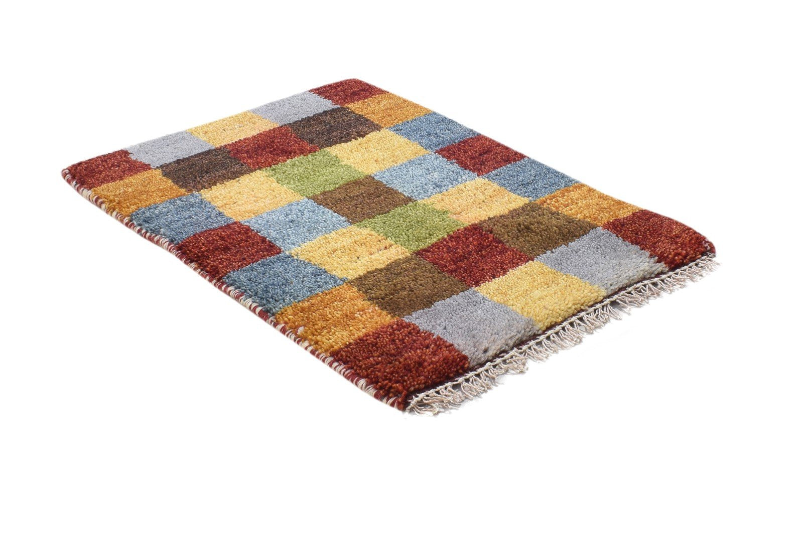 Wool Multi Color Rug 1' X 2' Persian Hand Knotted Gabbeh Geometric Small Carpet 7864209965205