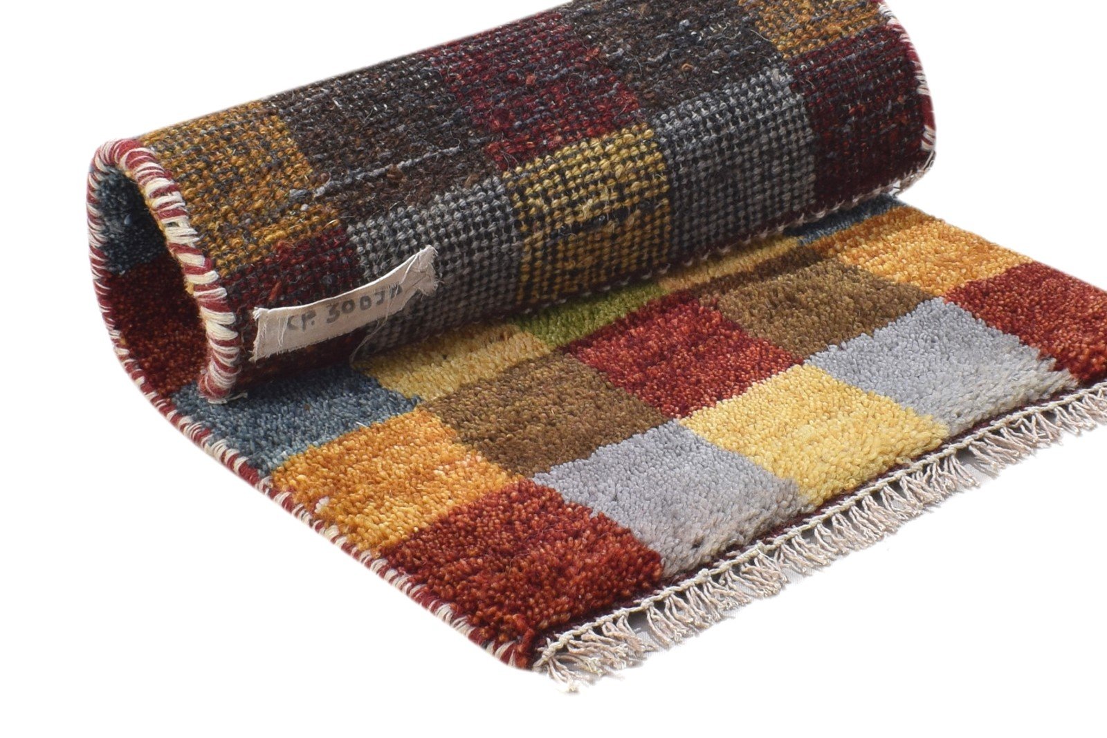 Wool Multi Color Rug 1' X 2' Persian Hand Knotted Gabbeh Geometric Small Carpet 7864209965205