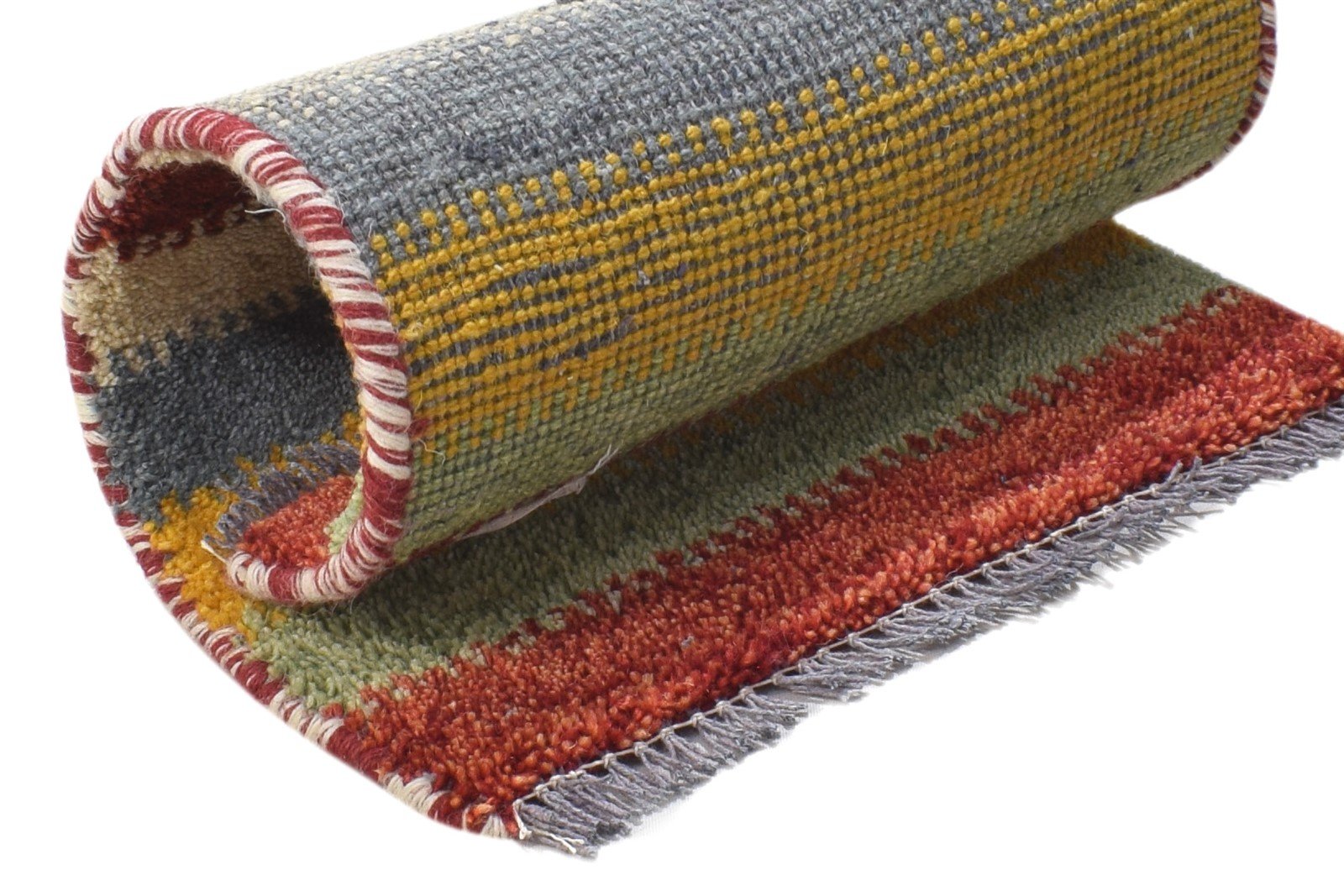 Wool Multi Color Rug 1X2 Persian Hand Knotted Gabbeh Southwestern Small Carpet 7864209146005