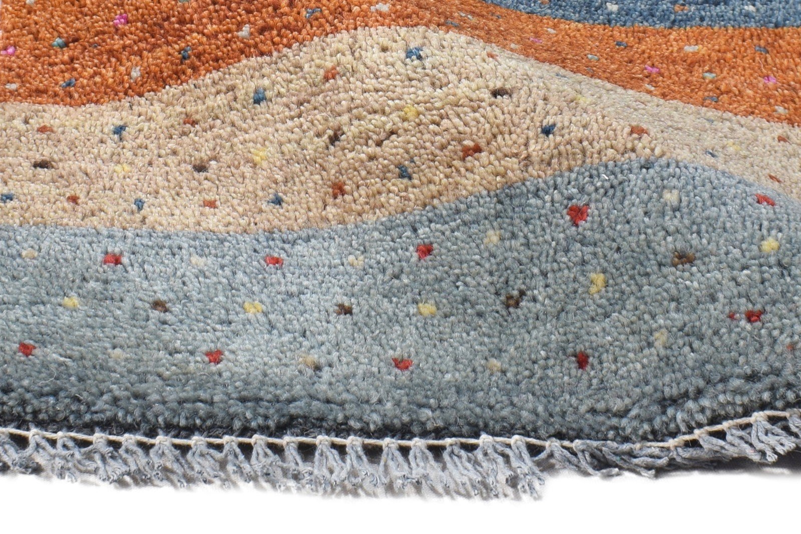 Wool Multi Color Rug 1X2 Southwestern Hand Knotted Gabbeh Striped Small Carpet 7865058066581