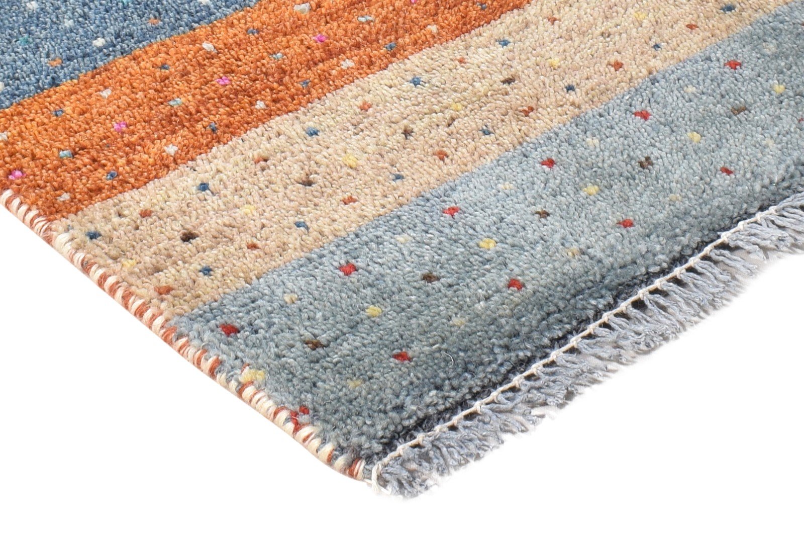 Wool Multi Color Rug 1X2 Southwestern Hand Knotted Gabbeh Striped Small Carpet 7865058066581