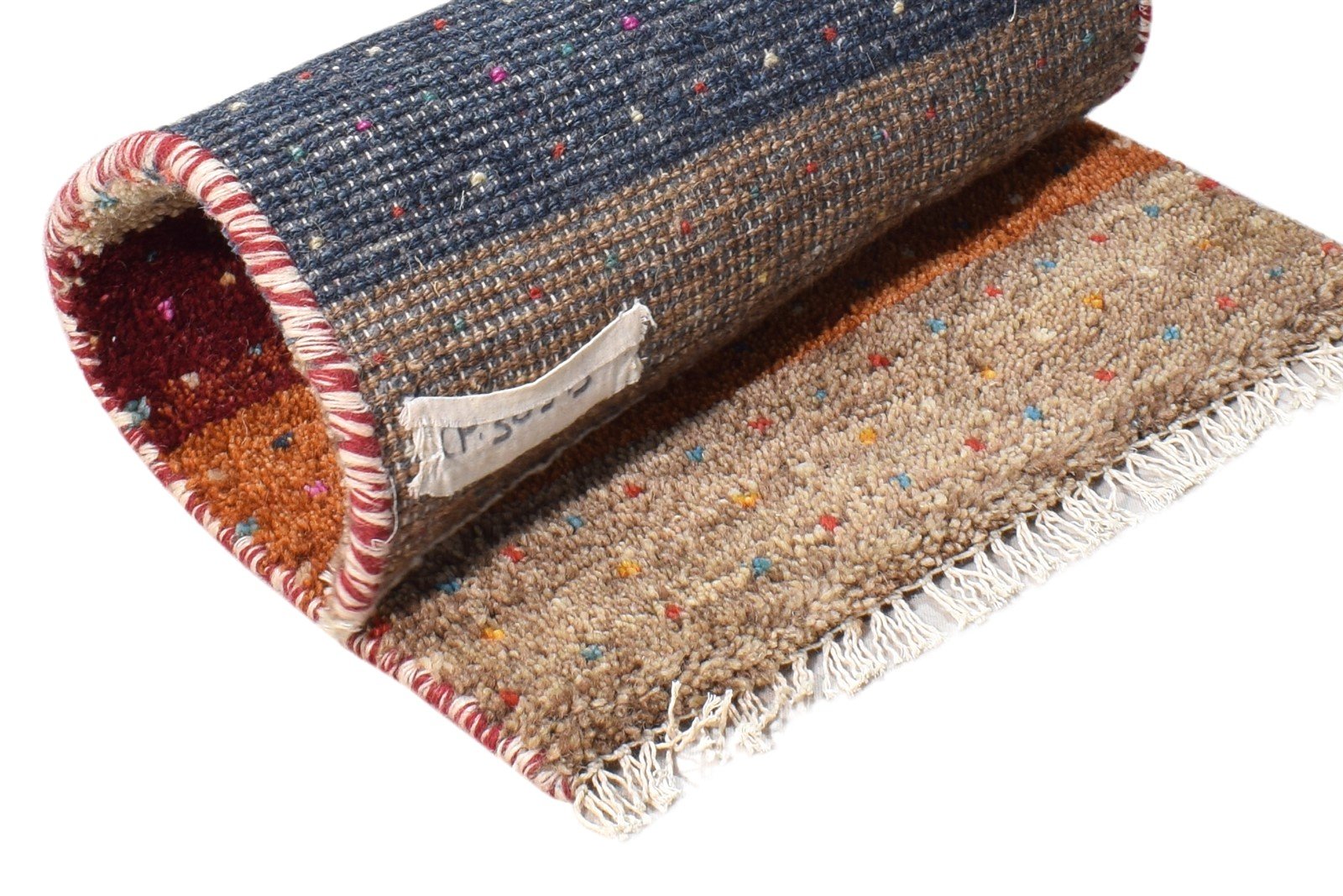 Wool Multi Color Rug 1X2 Southwestern Hand Knotted Gabbeh Striped Small Carpet 7865090211989