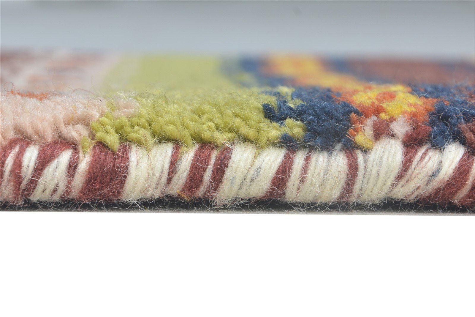 Wool Multi Color Rug 1X2 Southwestern Hand Knotted Gabbeh Striped Small Carpet 7865060327573