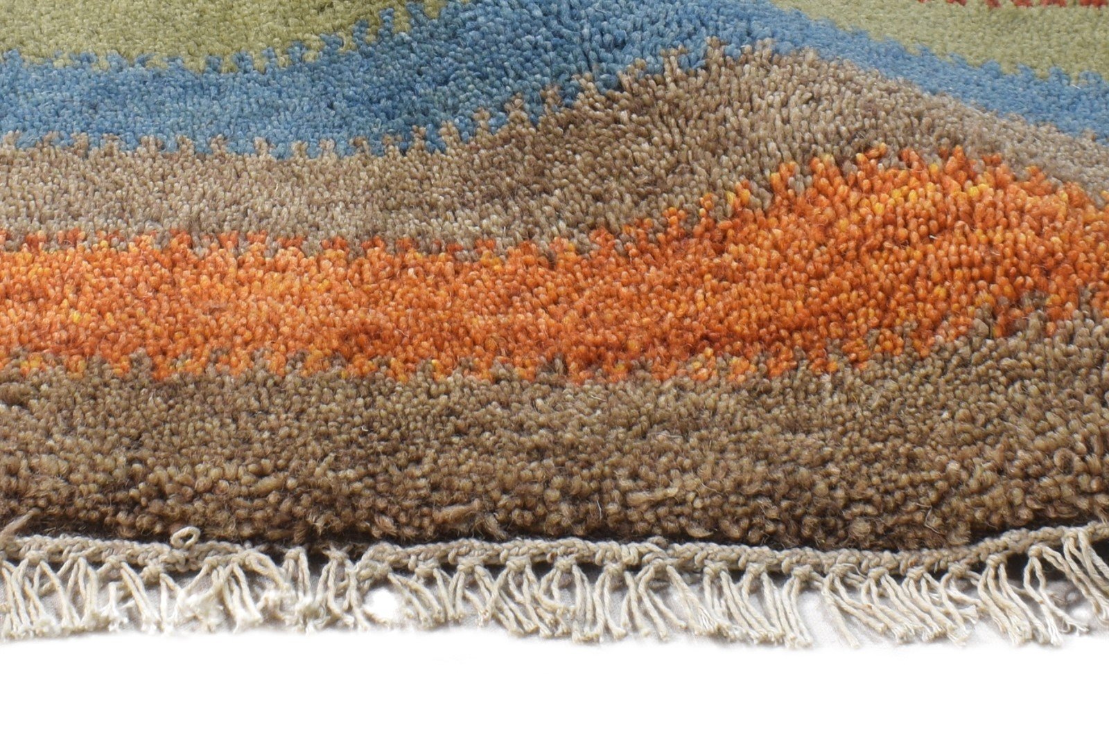 Angelika Wool Multi Color Rug 1X2 Southwestern Hand Knotted Gabbeh Striped 7865061114005