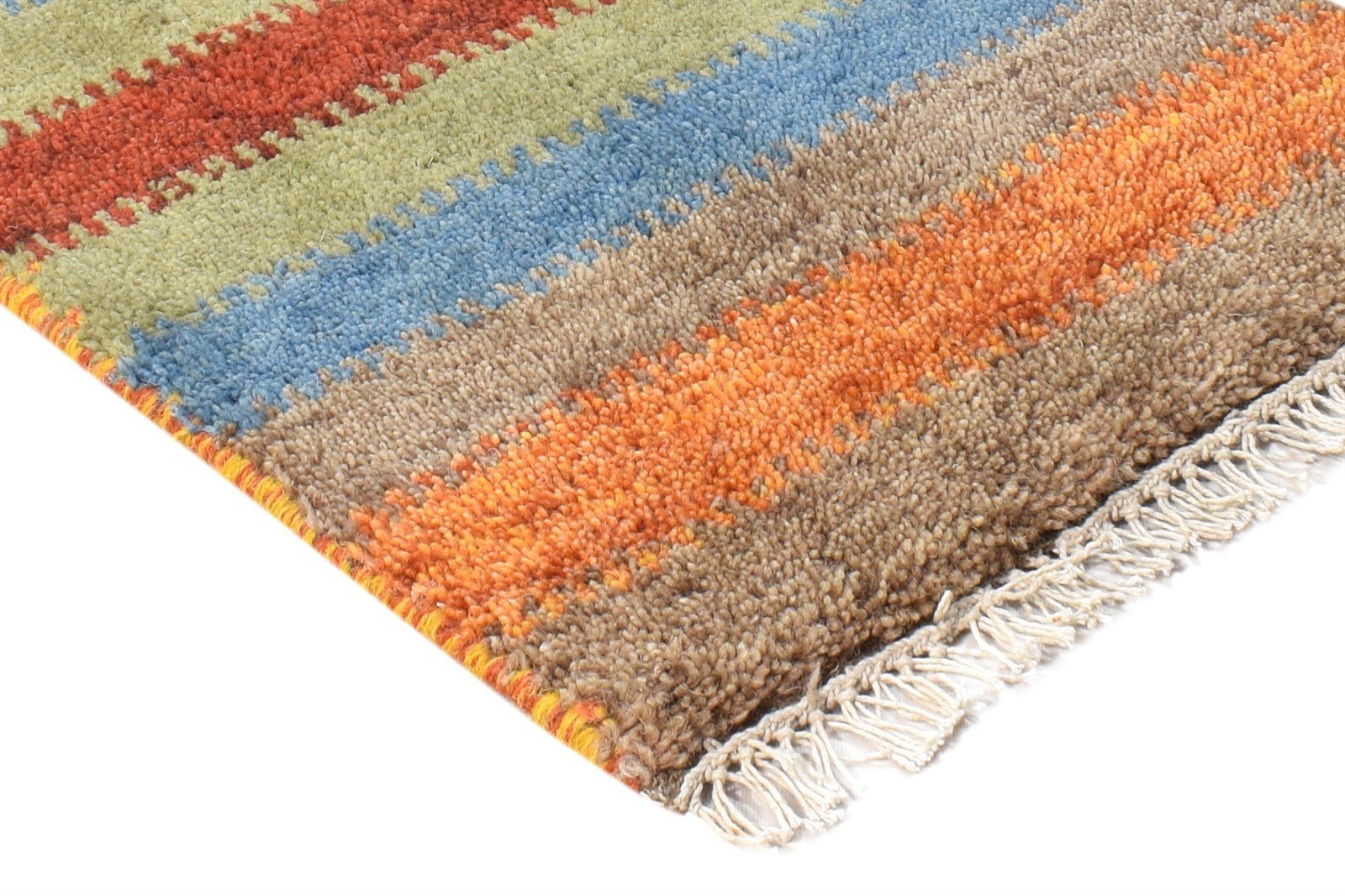 Angelika Wool Multi Color Rug 1X2 Southwestern Hand Knotted Gabbeh Striped 7865061114005