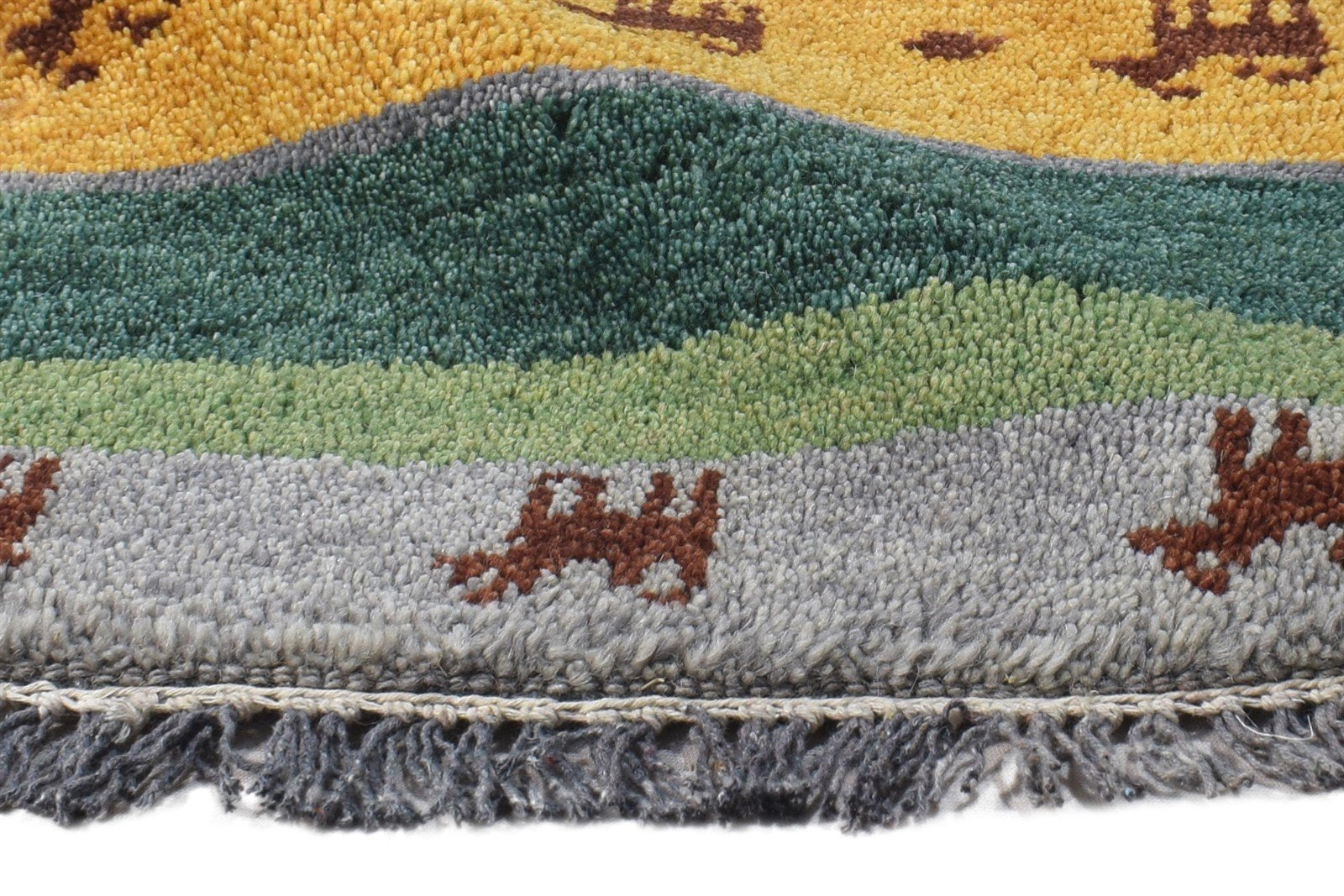 Jeanie Wool Multi Color Rug 1X2 Southwestern Hand Knotted Gabbeh Striped 7865082642581