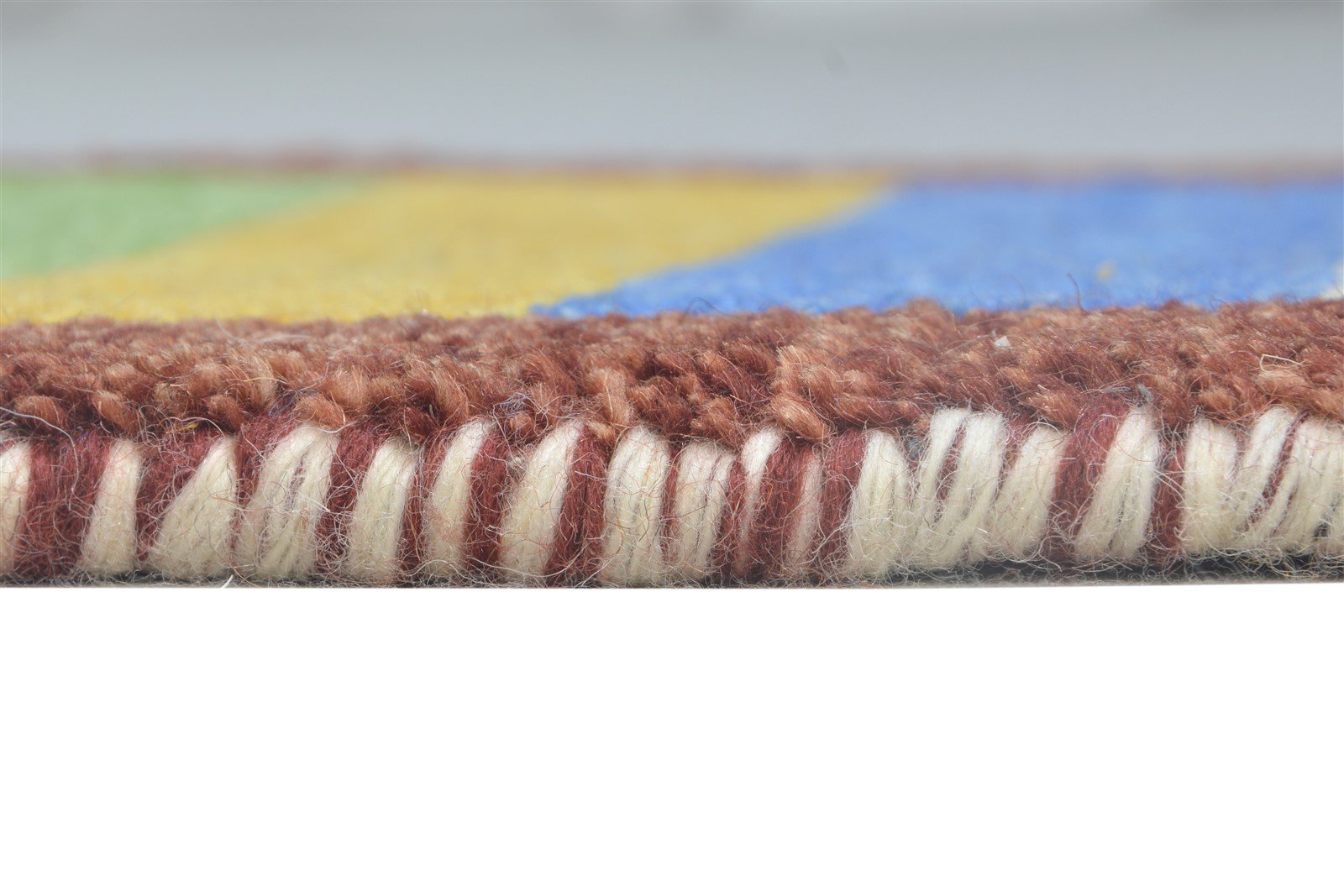 Wool Multi Color Rug 1X2 Southwestern Hand Knotted Gabbeh Striped Small Carpet 7865087656085