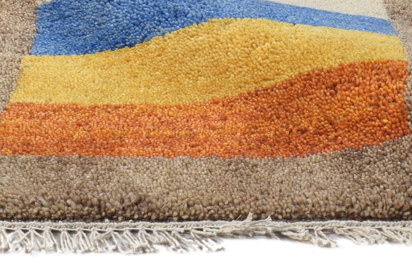 Wool Multi Color Rug 1X2 Southwestern Hand Knotted Gabbeh Striped Small Carpet 7865089523861
