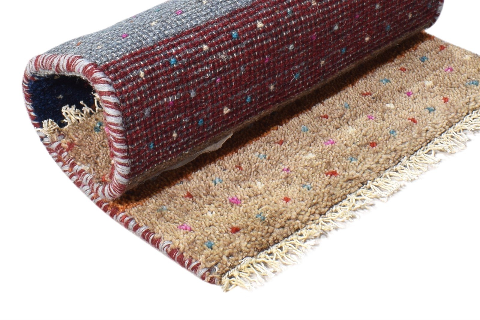 Wool Multi Color Rug 1X2 Southwestern Hand Knotted Gabbeh Tribal Small Carpet 7865090900117
